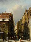 Town Canvas Paintings - A Wintry Dutch Town